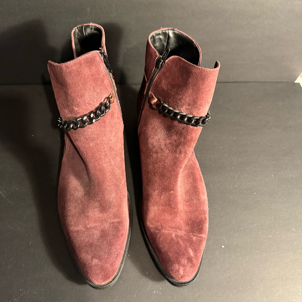 Men's Burgundy Suede Ankle Boots